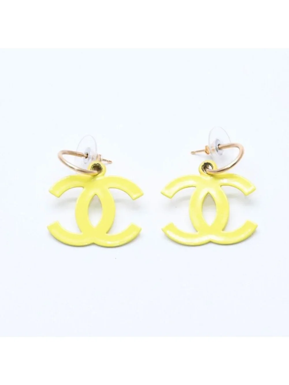 Chanel CC Logo Hoop Earrings 03 Metal Gold Plated Yellow